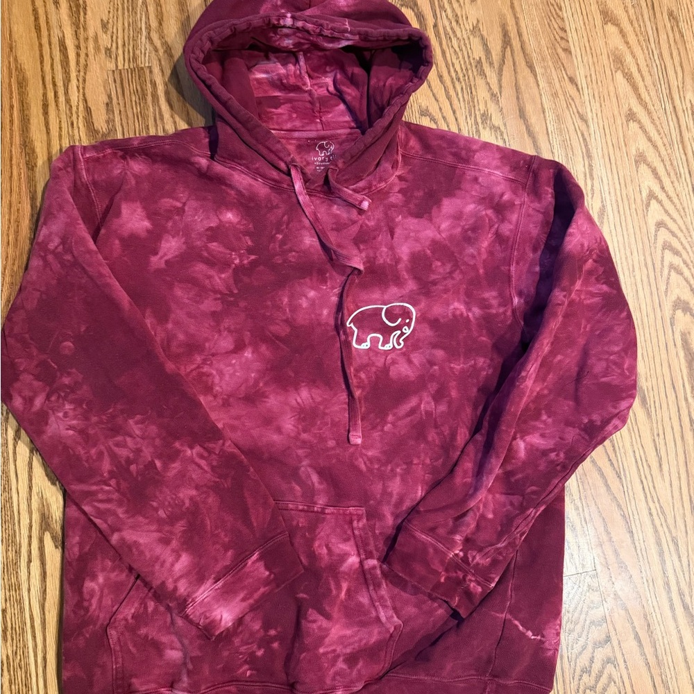 Ivory Ella Burgundy Hoodie with Elephant Logo